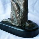 One JB HIRSCH Le Loup Gray Metal on Polished Stone Base Bookend - Metalware