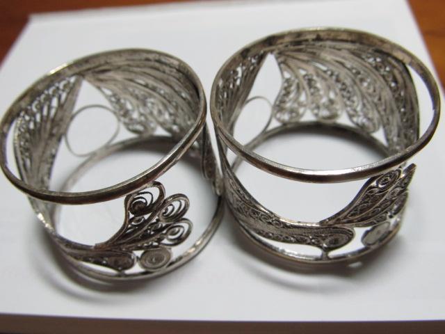 Peacock Sterling Napkin Ring Pair - Sterling Silver