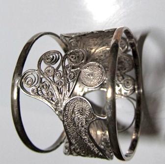 Peacock Sterling Napkin Ring Pair - Sterling Silver