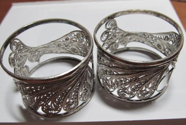 Peacock Sterling Napkin Ring Pair - Sterling Silver