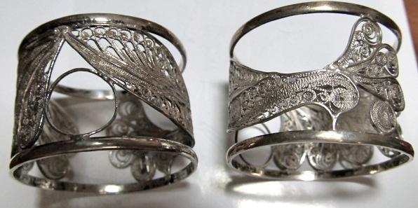 Peacock Sterling Napkin Ring Pair - Sterling Silver
