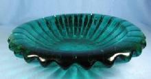 1950's Italian Glass Bowl - Retro Teal Green Color