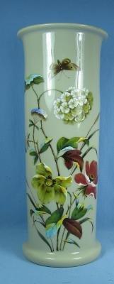 Bristol ART GLASS Vase hand painted - attributed to Webb Butterfly & Florals Art Glass