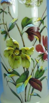 Bristol ART GLASS Vase hand painted - attributed to Webb Butterfly & Florals Art Glass