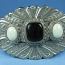 Silver Ebony & White Hair Clip - Vintage Jewelry Accessory