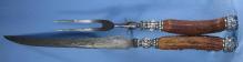 Sterling Silver and Stag Antler Cutlery Set - Antique Victorian Knife & Fork