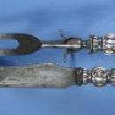 Sterling Silver and Stag Antler Cutlery Set - Antique Victorian Knife & Fork