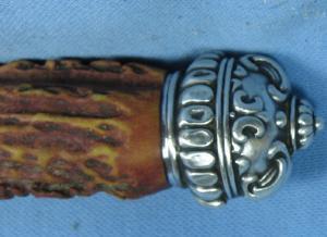 Sterling Silver and Stag Antler Cutlery Set - Antique Victorian Knife & Fork