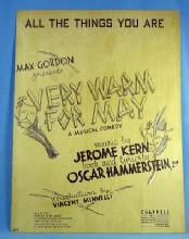 old All The Things You Are Max Gordon presents VERY WARM FOR MAY - Vintage Sheet Music - paper
