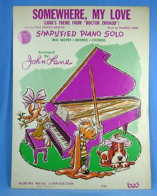 old SOMEWHERE MY LOVE Laura's Theme from Doctor Zhivago - Vintage Sheet Music - paper