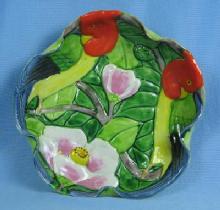 Majolica Tropical BIRD Dish - Vintage Art Pottery