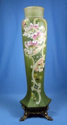 Nakara Art Glass Vase - Huge CF Monroe Hand Painted Antique Vase