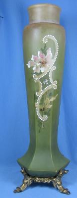 Nakara Art Glass Vase - Huge CF Monroe Hand Painted Antique Vase