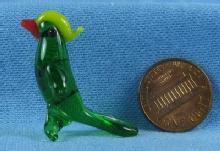 Mini Glass PARROT - Bohemian Czech Art Glass Miniature Bird