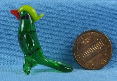 Mini Glass PARROT - Bohemian Czech Art Glass Miniature Bird