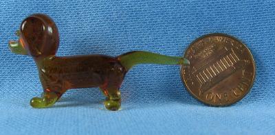 Glass DASH HOUND Dog - Bohemian Czech Art Glass Miniature Animal