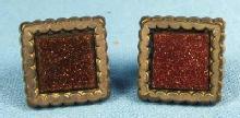 vintage GOLDSTONE Button Cuff Links - Victorian Jewelry