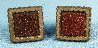 vintage GOLDSTONE Button Cuff Links - Victorian Jewelry