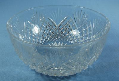 CLARK Cut Glass Finger Bowl - STRAW & FAN Pattern - Brilliant Period Glass