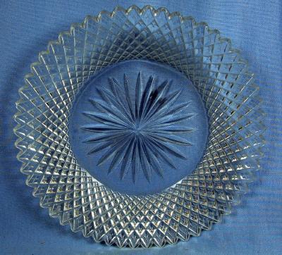 CLARK Cut Glass Finger Bowl - STRAW & FAN Pattern - Brilliant Period Glass