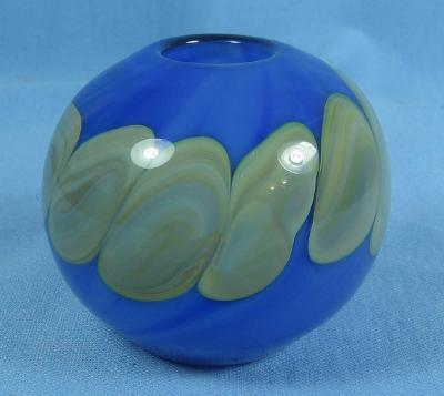 Nashama Art Glass Paperweight Vase - Decorated on Blue