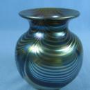 Correia Art Glass Vase 1974 - Early Pulled Feather Cobalt
