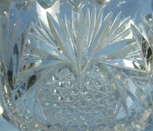 Pitkins & Brooks Cut Glass Sugar & Creamer ~ Heart Globe Cut
