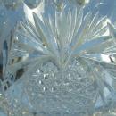 Pitkins & Brooks Cut Glass Sugar & Creamer ~ Heart Globe Cut