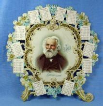 old vintage 1898 Diecut Calendar - Victorian Die Cut of LONGFELLOW - Victorian Paper
