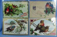 Christmas Postcard Group - Victorian Paper Scrap Holiday 4 piece lot