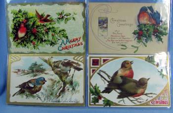 Christmas Postcard Group - Victorian Paper Scrap Holiday 4 piece lot