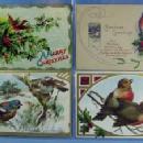 Christmas Postcard Group - Victorian Paper Scrap Holiday 4 piece lot