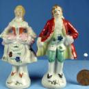 Mini Colonail People - Miniature Man & Woman Figurines - Vintage Porcelain