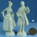 Mini Miniature Victorian Man & Woman Figurines - Vintage Porcelain Mini