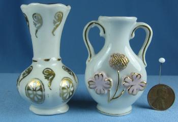 Mini Pair of Miniature Vases - Vintage Porcelain Mini