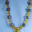 Jewelry Necklace Venetian Art Glass Bead Necklace with Faceted Amber or Vaseline Glass Beads - Vintage Jewelry