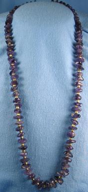 old Amethyst Nugget & Gold Ball Necklace - Vintage Jewelry