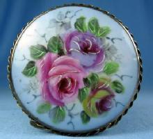 Jewelry Pin vintage Hand Painted Victorian Porcelain Brooch - Awesome HUGE Estate Jewelry