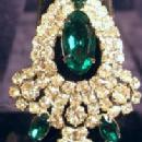 Jewelry Emerald Green & Rhinesone Parure - Necklace Bracelet and Clip Earring - Vintage Costume Jewelry Set
