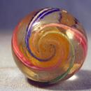 vintage Double Pontil Glass Marble - Transparent Swirl RIBBON Core Marble - toy