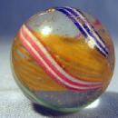 vintage Double Pontil Glass Marble - Transparent Swirl RIBBON Core Marble - toy