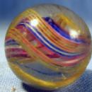 old Double Pontil Vintage Glass Marble - Transparent Swirl RIBBON Core Marble - toy