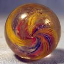 old Double Pontil Vintage Glass Marble - Transparent Swirl RIBBON Core Marble - toy