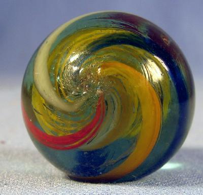 old Large Vintage Glass Coreless Swirl Marble - toy