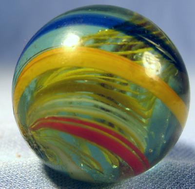 old Large Vintage Glass Coreless Swirl Marble - toy