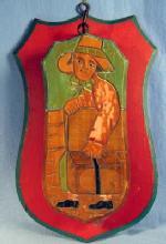 Anri Hand Carved Wood CLOTHING BRUSH with Wall Plaque - Vintage Folk Art