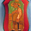 Anri Hand Carved Wood CLOTHING BRUSH with Wall Plaque - Vintage Folk Art
