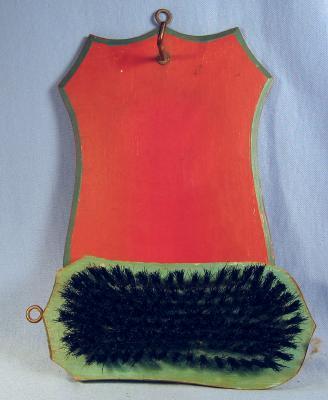 Anri Hand Carved Wood CLOTHING BRUSH with Wall Plaque - Vintage Folk Art