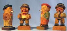 4-piece Anri Hand Carved Wood Miniature MUSIC MAN Group - Vintage Folk Art