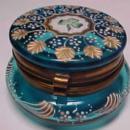 Patch Box Enameled Blue - Victorian - Glass